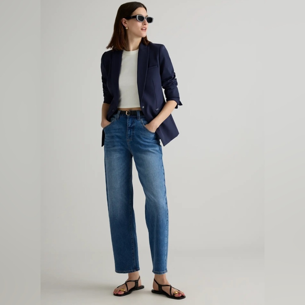 Veronica Beard Iconic Scuba Dickey Jacket Size 8 Navy Blue Blazer Zip Pockets - Picture 8 of 12